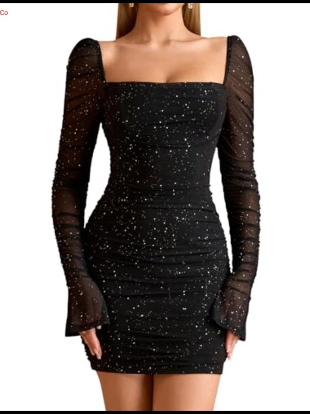 Women Sequin Long Sleeve Bodycon Mini Dress Club Night Out Party